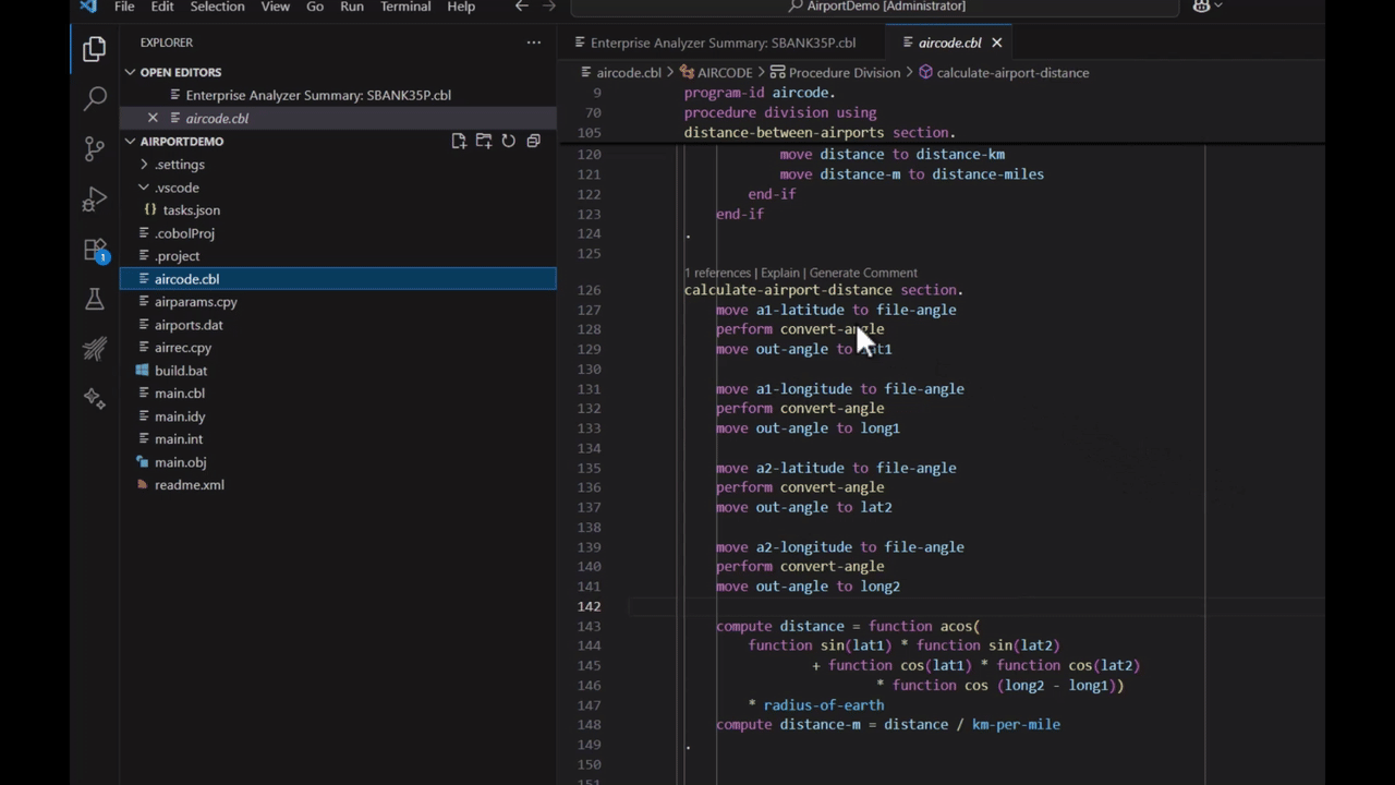 COBOL code context snippet