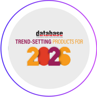 Circular badge reading “database – Trend-Setting Products for 2026” with the year 2026 highlighted in orange and red.