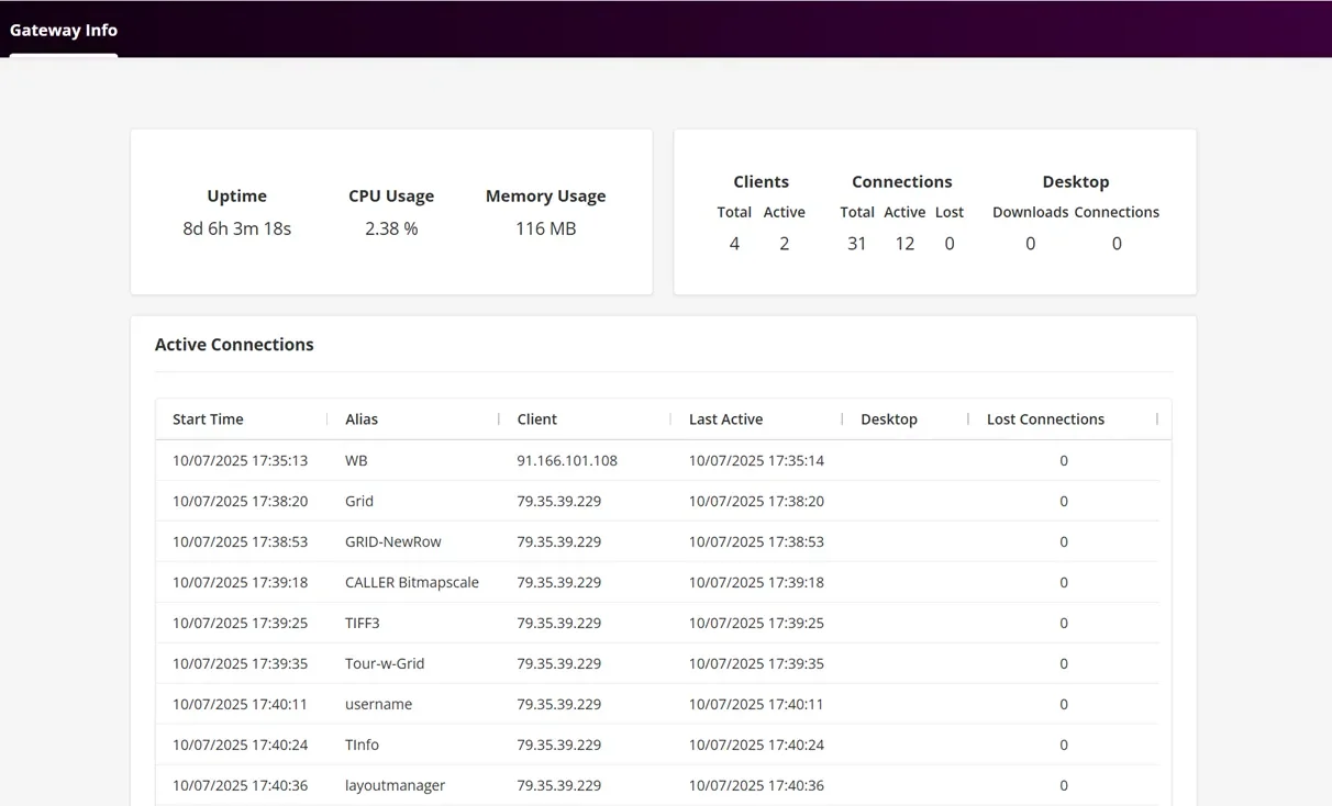 screenshot with real-time data log in the interface 