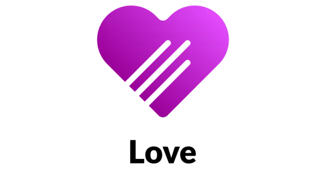 Icon of a heart with diagonal lines, representing love.