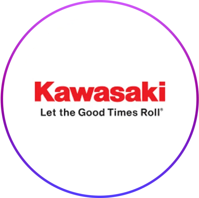 Logotipo de Kawasaki en un marco circular