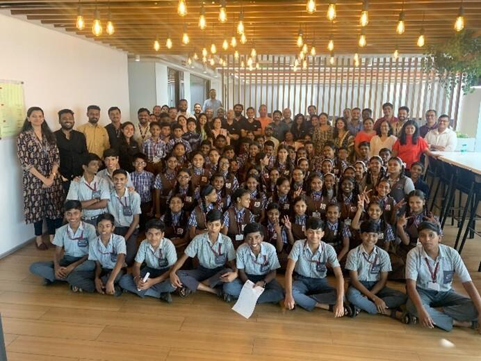 A group of students smiling